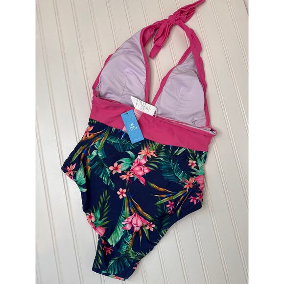 NWT Cupshe Halter Tummy Control & Floral & Animal One-Piece Swimsuit Bundle Sz L - Picture 5 of 11